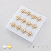 DIMENSIONAL MULTI CZ STARBURST CZ POLISH 316L SURGICAL STEEL L-SHAPE NOSE RING BOX
